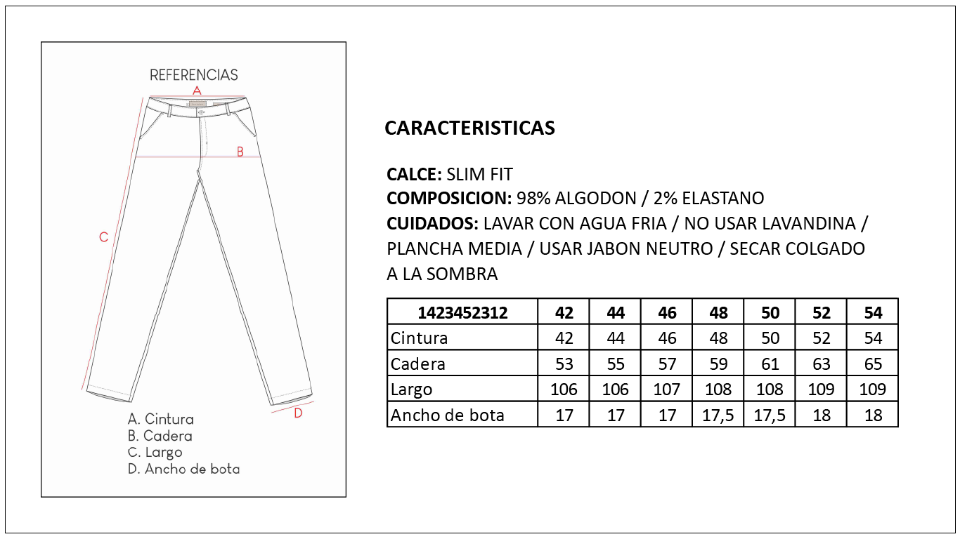 Tabla de Medidas Jean Native Britches